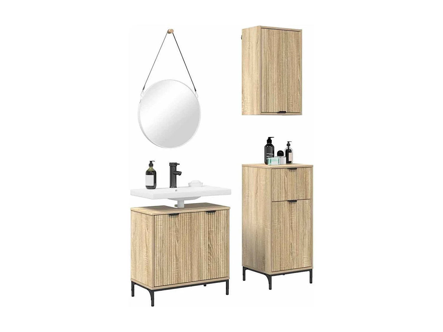 Set di mobili da bagno a quadri 3 pezzi Sonoma Oak