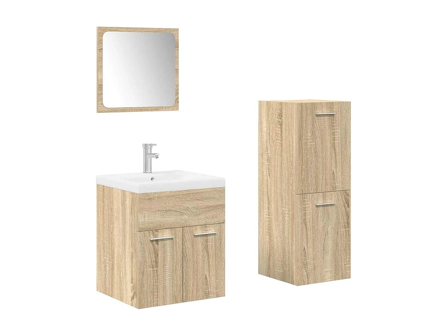 Set di mobili da bagno 4 pezzi in rovere Sonoma