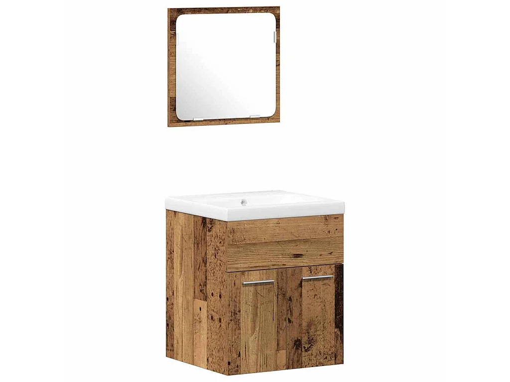 Ensemble de mobilier de salle de bain 3 pcs Bois Ancien