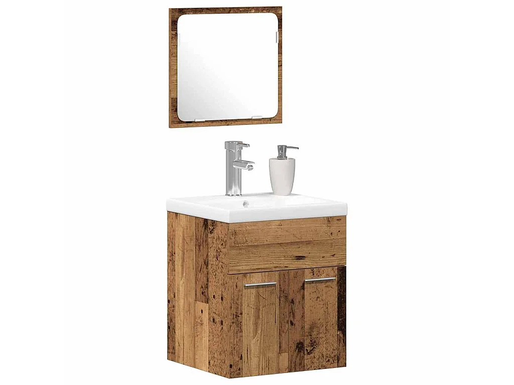 Ensemble de mobilier de salle de bain 3 pcs Bois Ancien