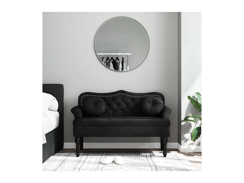 Panca con cuscini neri 120,5x65x75 cm velluto