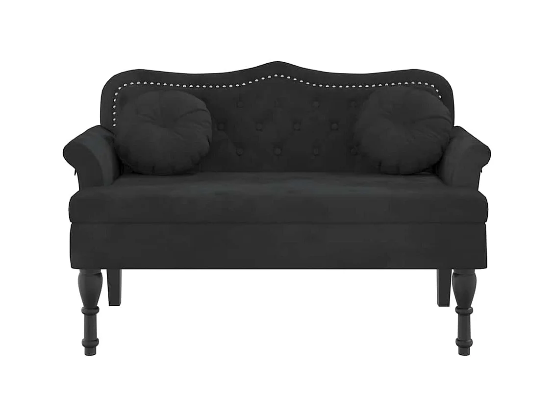Panca con cuscini neri 120,5x65x75 cm velluto