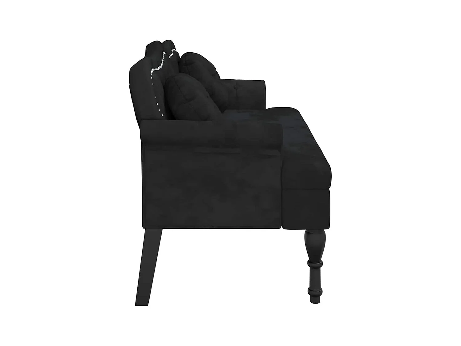 Panca con cuscini neri 120,5x65x75 cm velluto