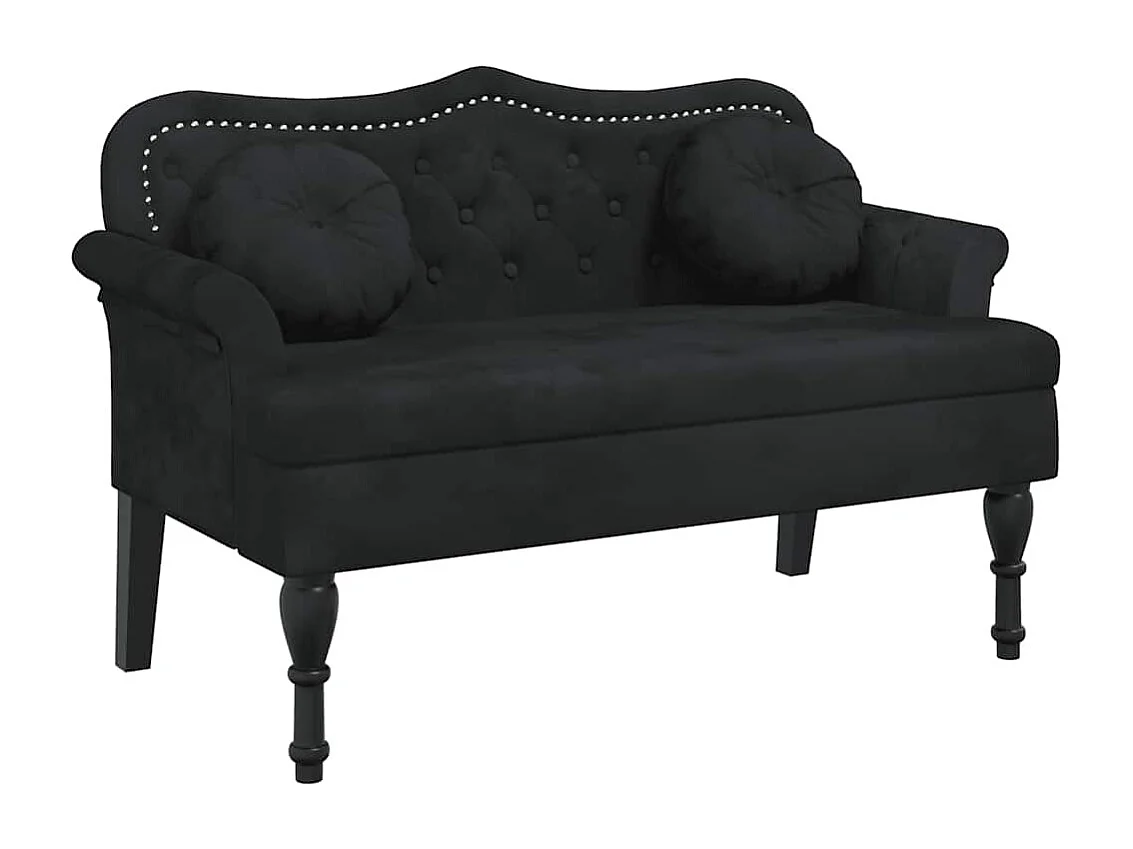 Banc avec coussins noir 120,5x65x75 cm velours