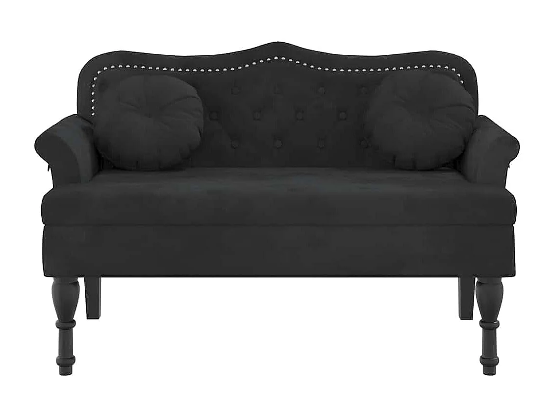Banc avec coussins noir 120,5x65x75 cm velours