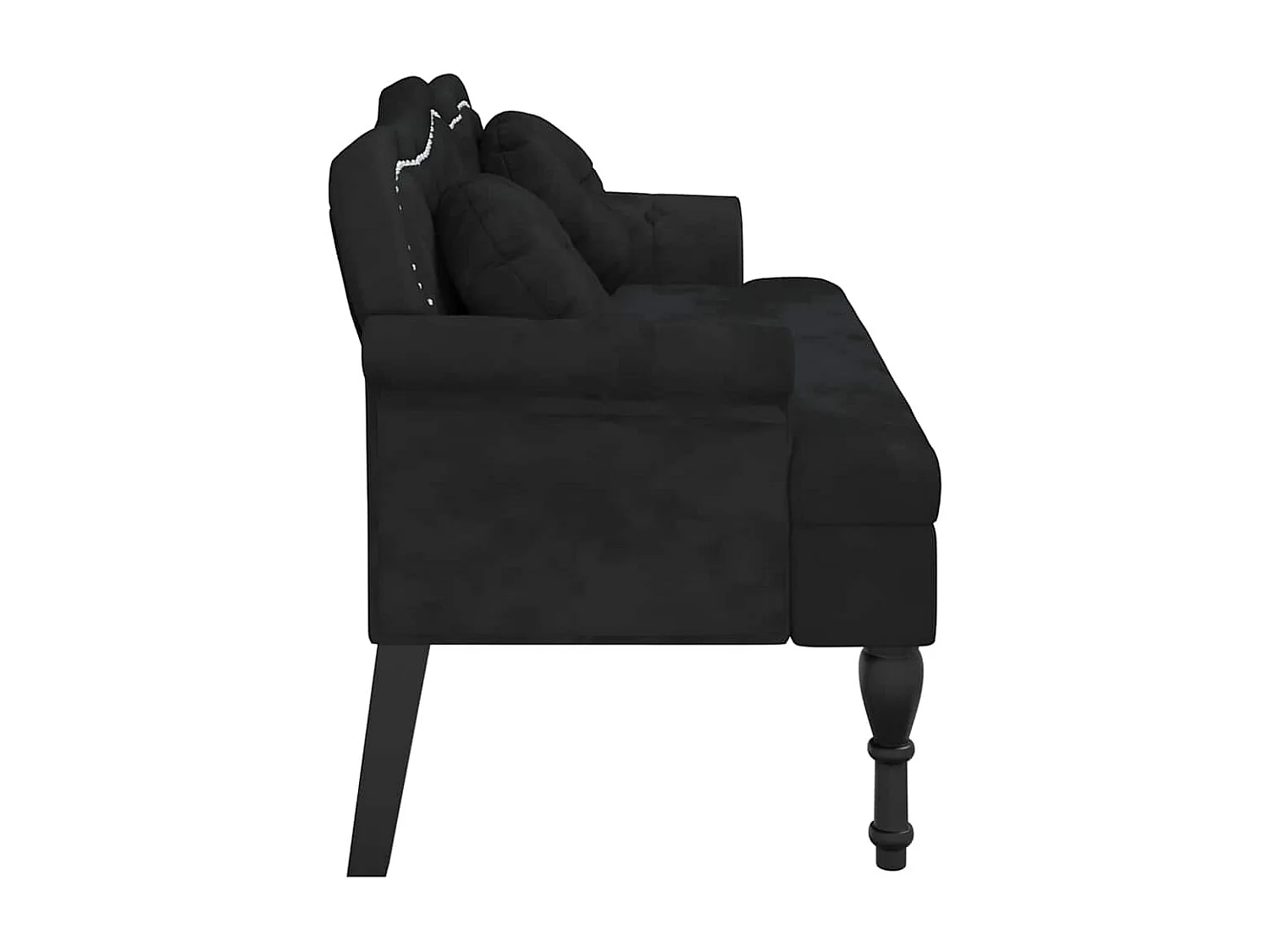 Banc avec coussins noir 120,5x65x75 cm velours