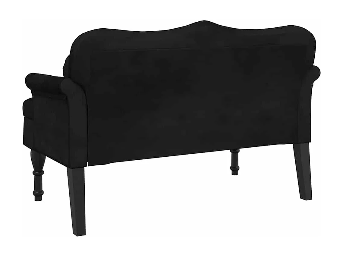Banc avec coussins noir 120,5x65x75 cm velours