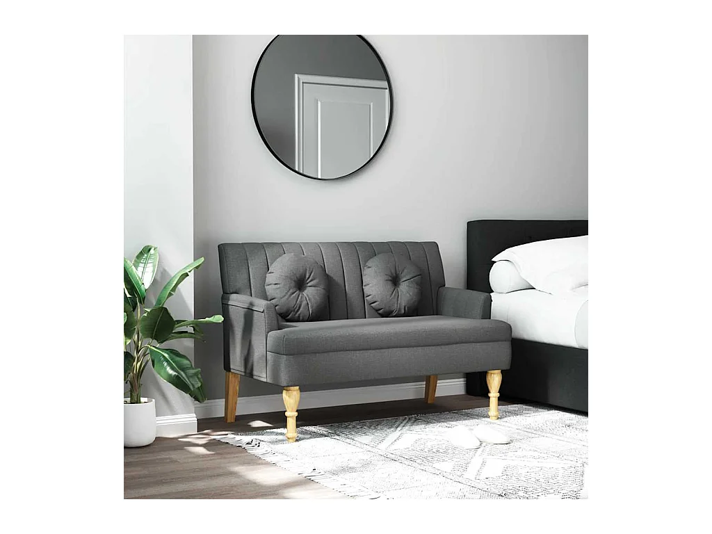 Bank met donkergrijze kussens 113x64,5x75,5 cm stof