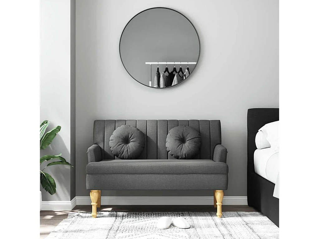 Banco con cojines gris oscuro 113x64,5x75,5 cm tela