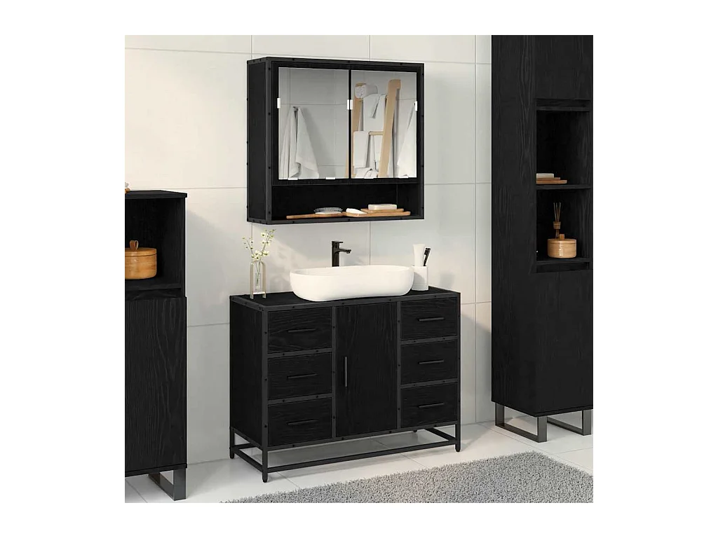 Conjunto de muebles de baño de 2 piezas Roble negro
