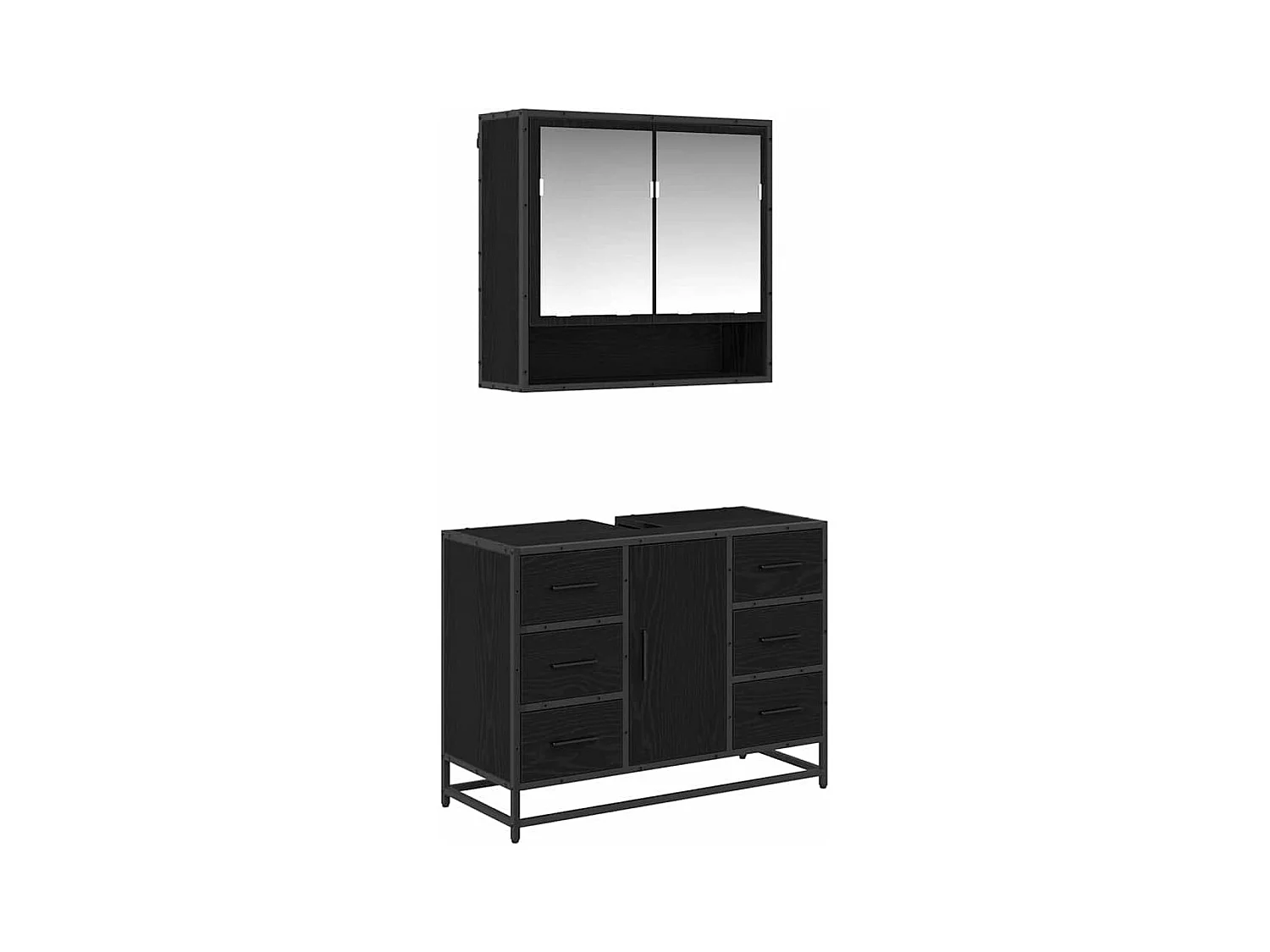 Conjunto de muebles de baño de 2 piezas Roble negro