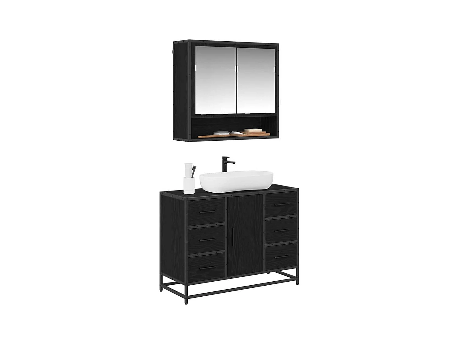 Conjunto de muebles de baño de 2 piezas Roble negro