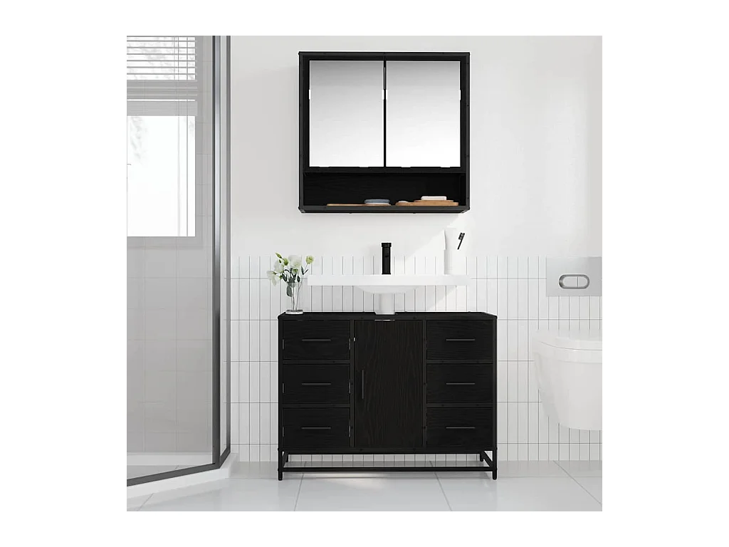 Conjunto de muebles de baño de 2 piezas Roble negro