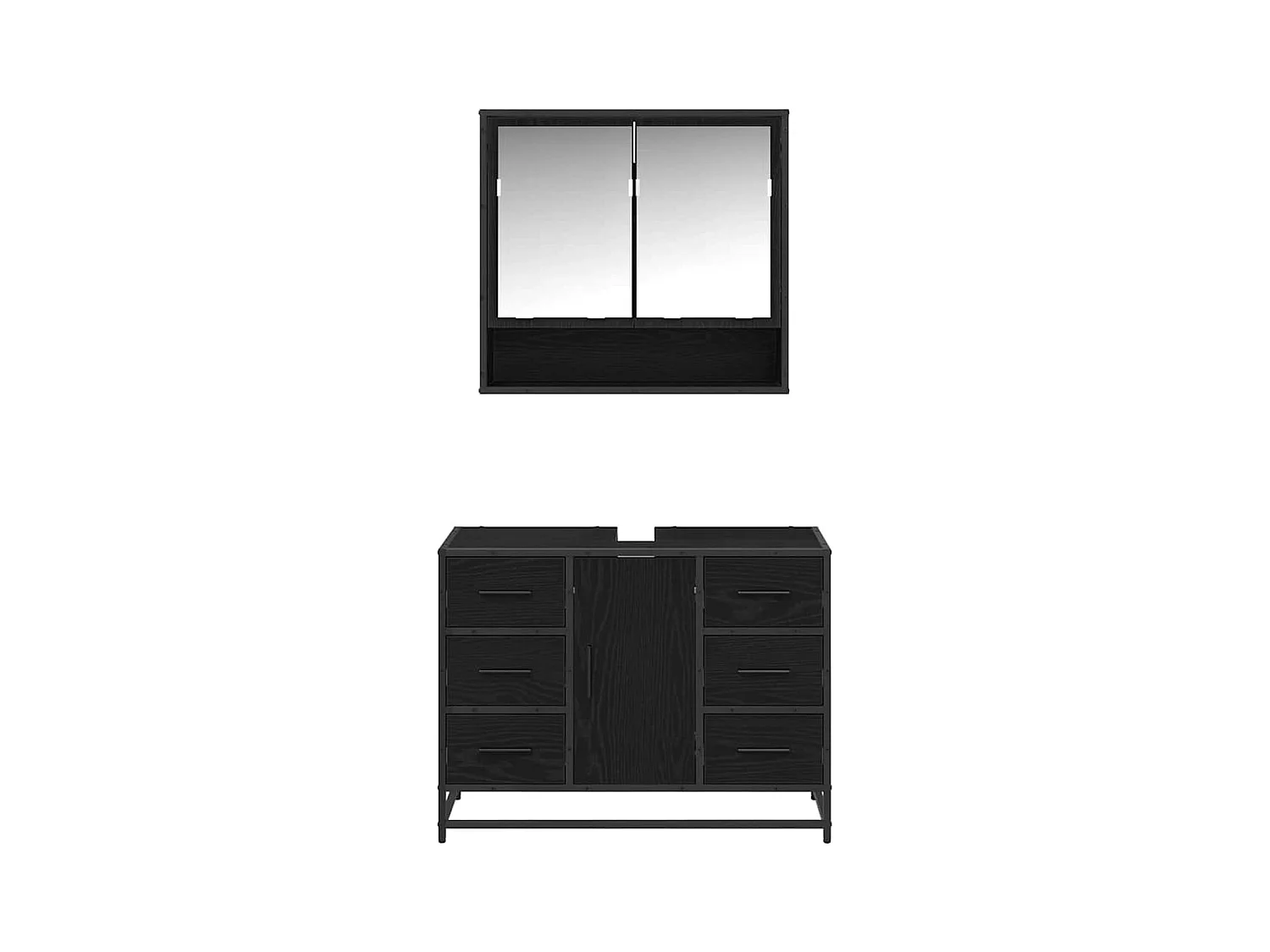 Conjunto de muebles de baño de 2 piezas Roble negro