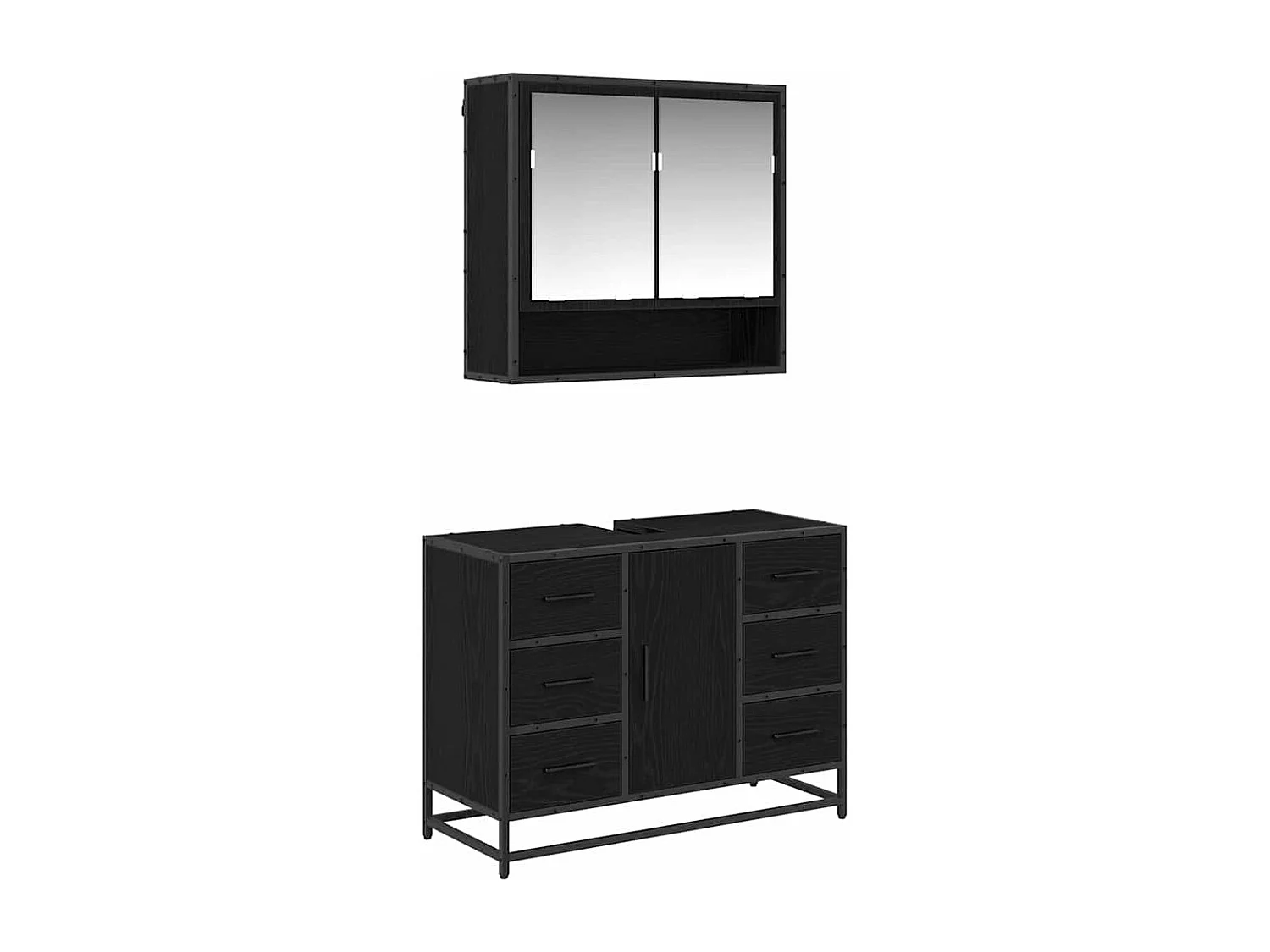 Ensemble de mobilier de salle de bain 2 pcs Chêne noir