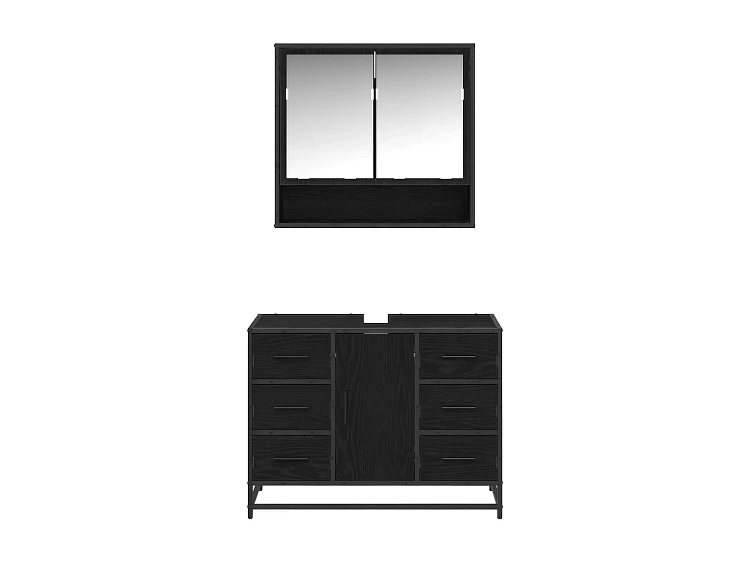 Ensemble de mobilier de salle de bain 2 pcs Chêne noir