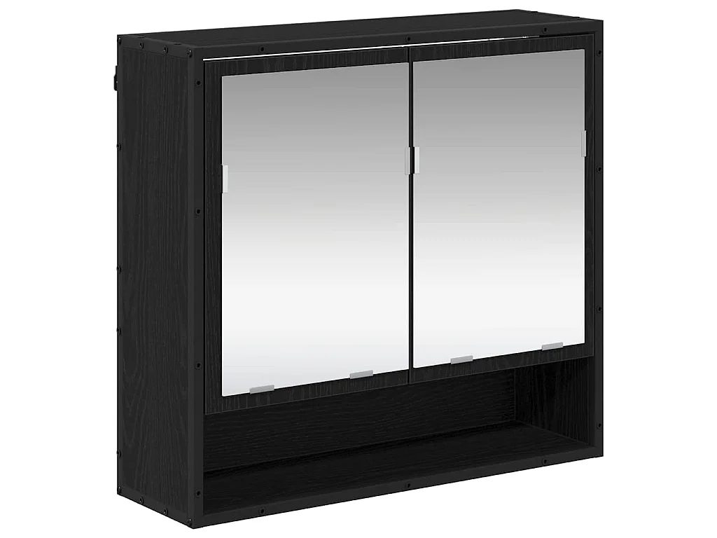 2-teiliges Badmöbel-Set Eiche schwarz