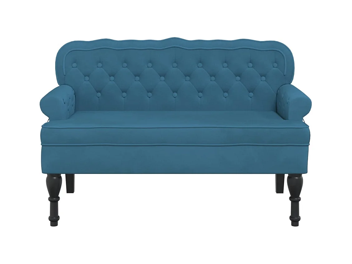 Banc avec dossier bleu 119,5x64,5x75 cm velours