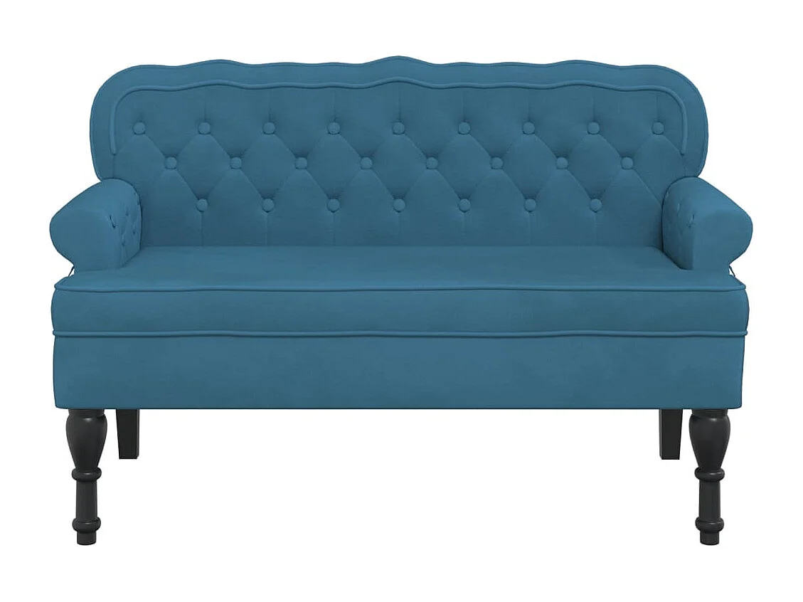 Banc avec dossier bleu 119,5x64,5x75 cm velours