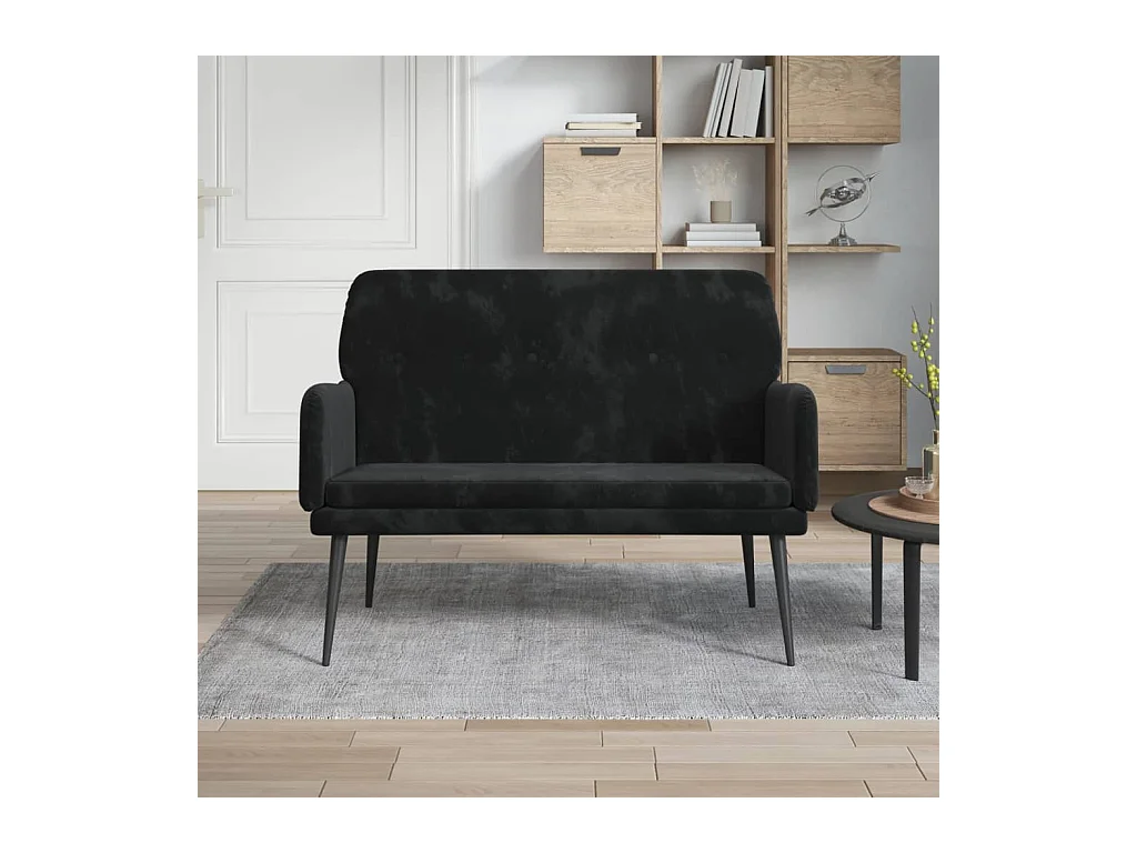 Zwarte bank 108x79x79 cm fluweel