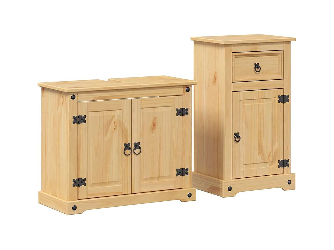 Conjunto de muebles de baño Corona de 2 piezas, madera maciza de pino