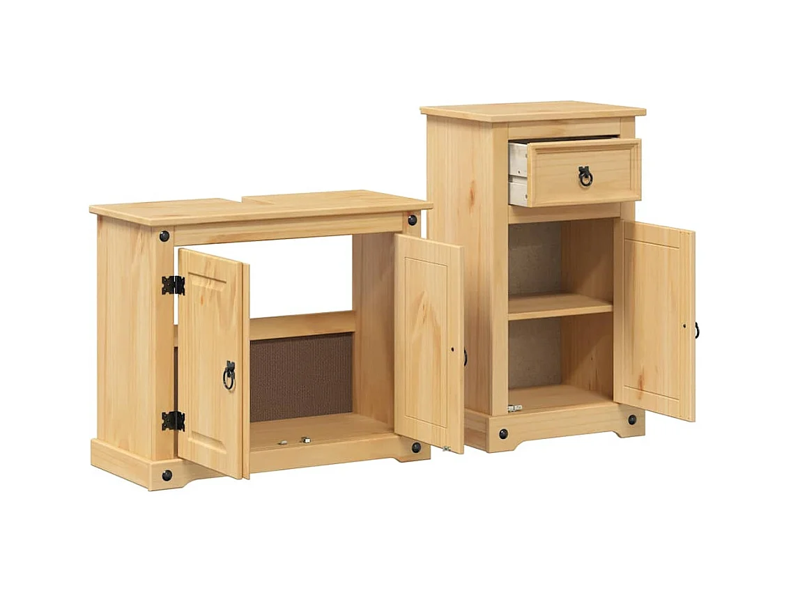 Conjunto de muebles de baño Corona de 2 piezas, madera maciza de pino
