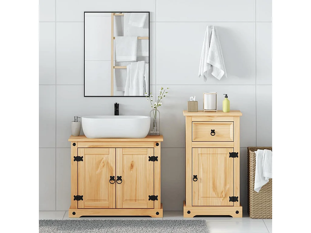 Ensemble de meubles salle de bain 2 pcs Corona bois pin massif