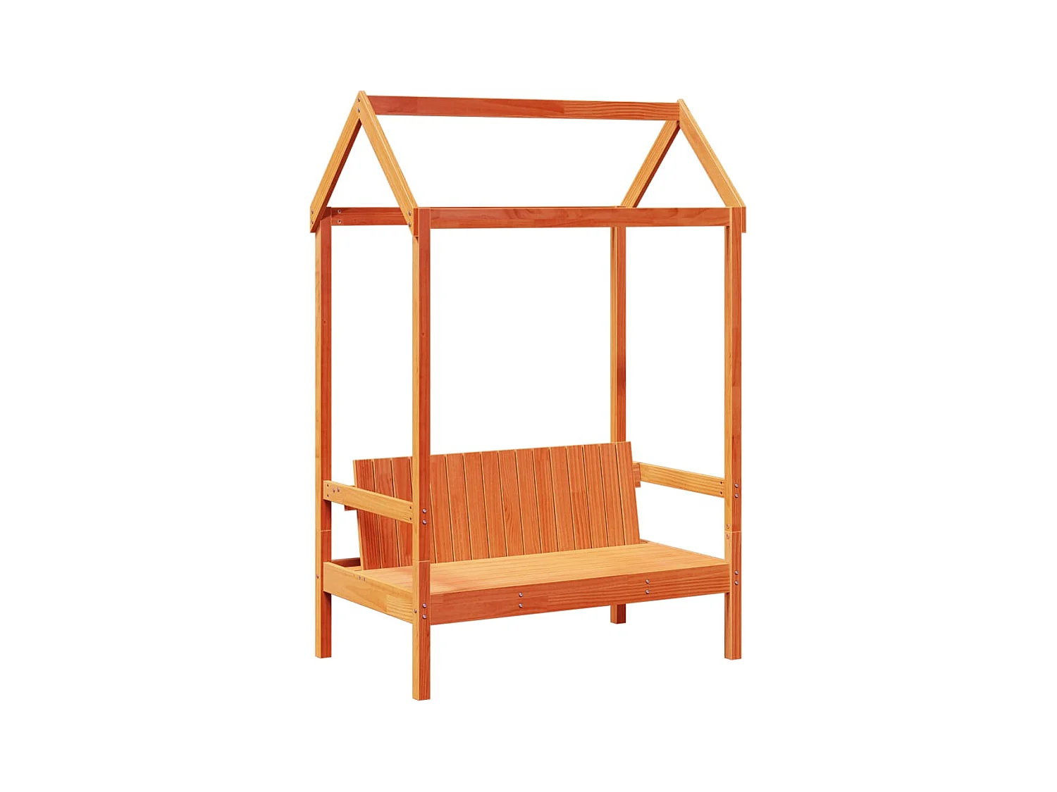 Banco con techo encerado marrón 117,5x70x176,5 cm madera maciza de pino