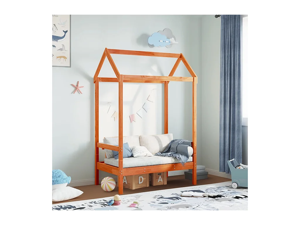 Banco con techo encerado marrón 117,5x70x176,5 cm madera maciza de pino