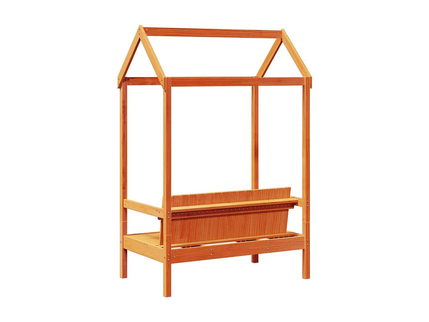 Banco con techo encerado marrón 117,5x70x176,5 cm madera maciza de pino