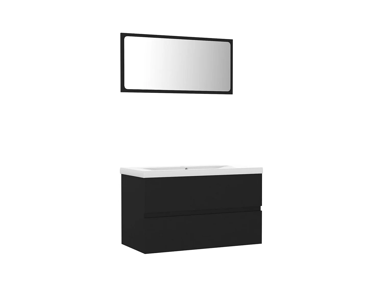 Ensemble de meubles de salle de bain noir bois d'ingénierie