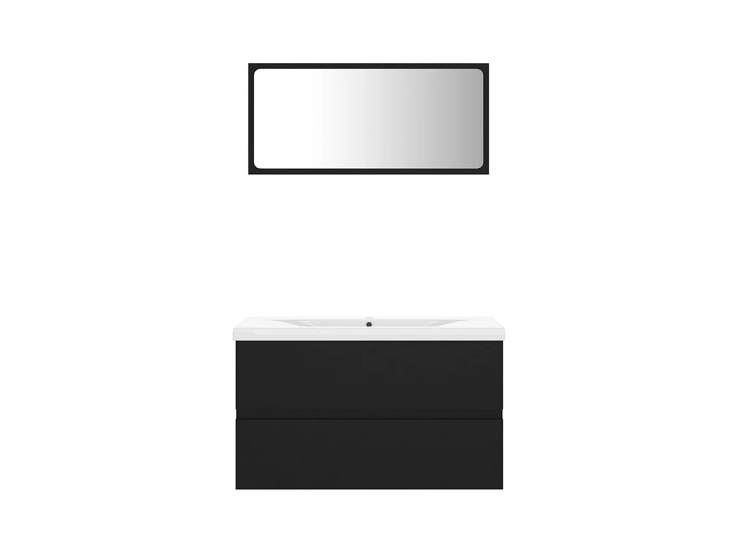 Ensemble de meubles de salle de bain noir bois d'ingénierie