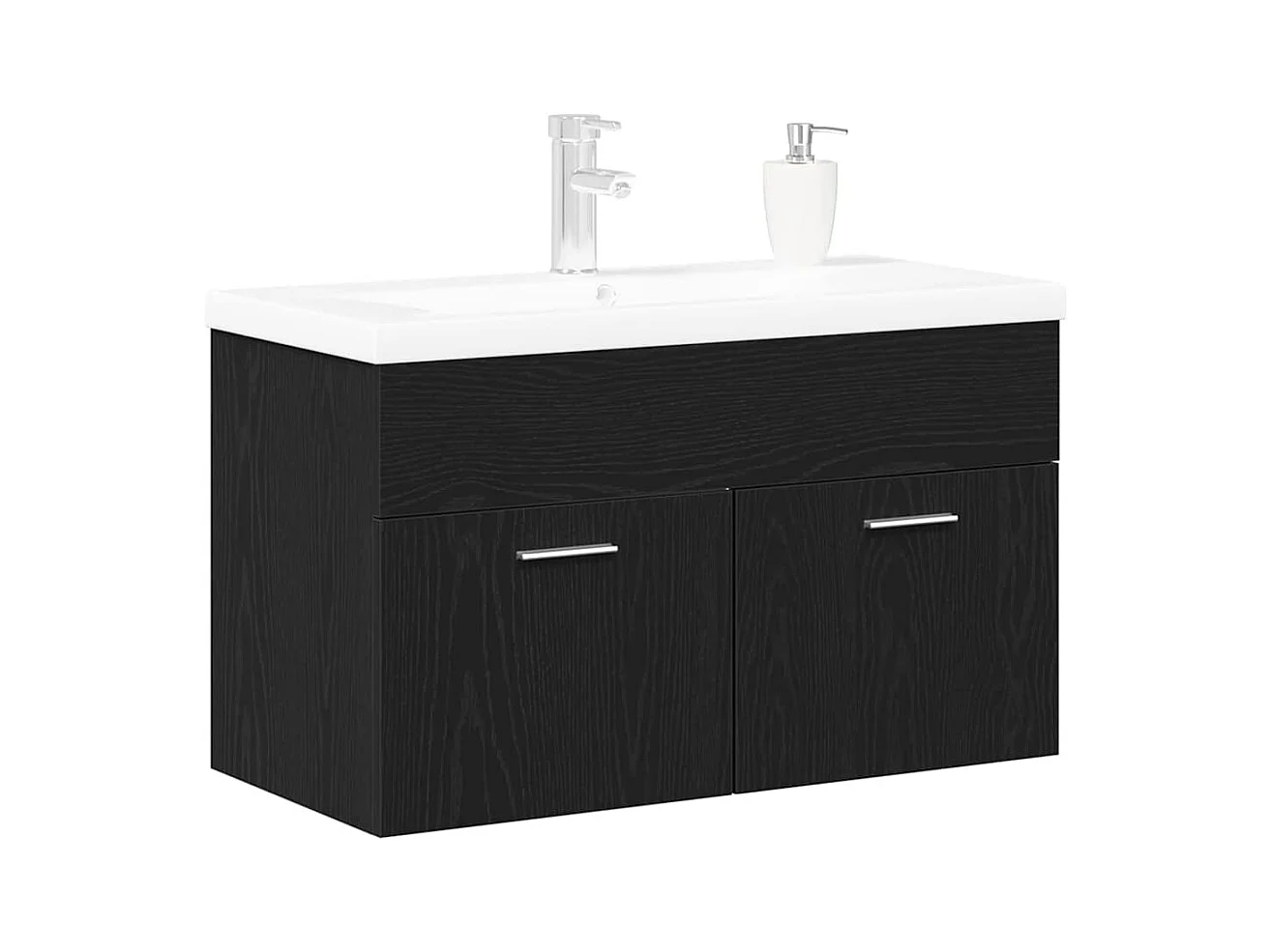 Mueble para fregadero de roble negro de 80 x 38,5 x 46 cm de madera de ingeniería