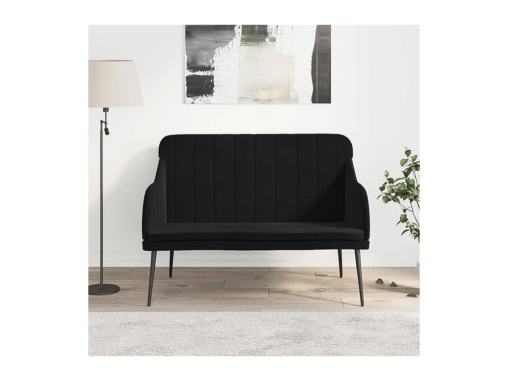 Zwarte bank 110x76x80 cm fluweel