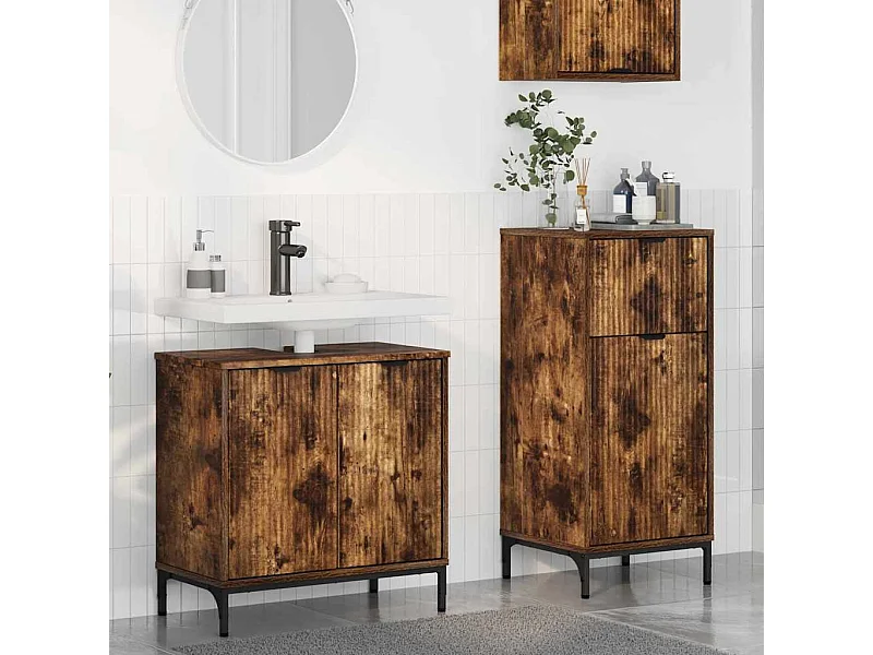 Set di mobili da bagno Plaid 2 pezzi Rovere Fumé