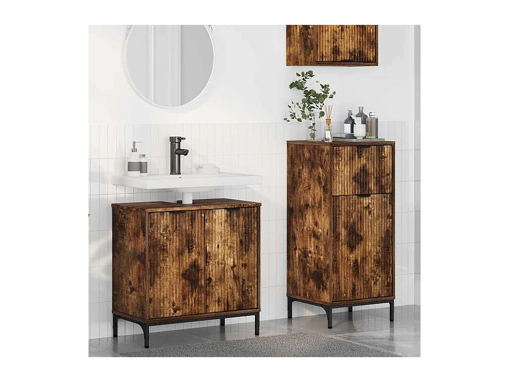 Set di mobili da bagno Plaid 2 pezzi Rovere Fumé