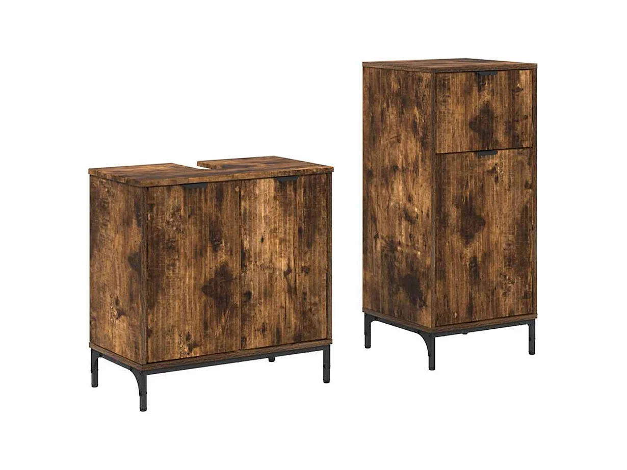 Set di mobili da bagno Plaid 2 pezzi Rovere Fumé