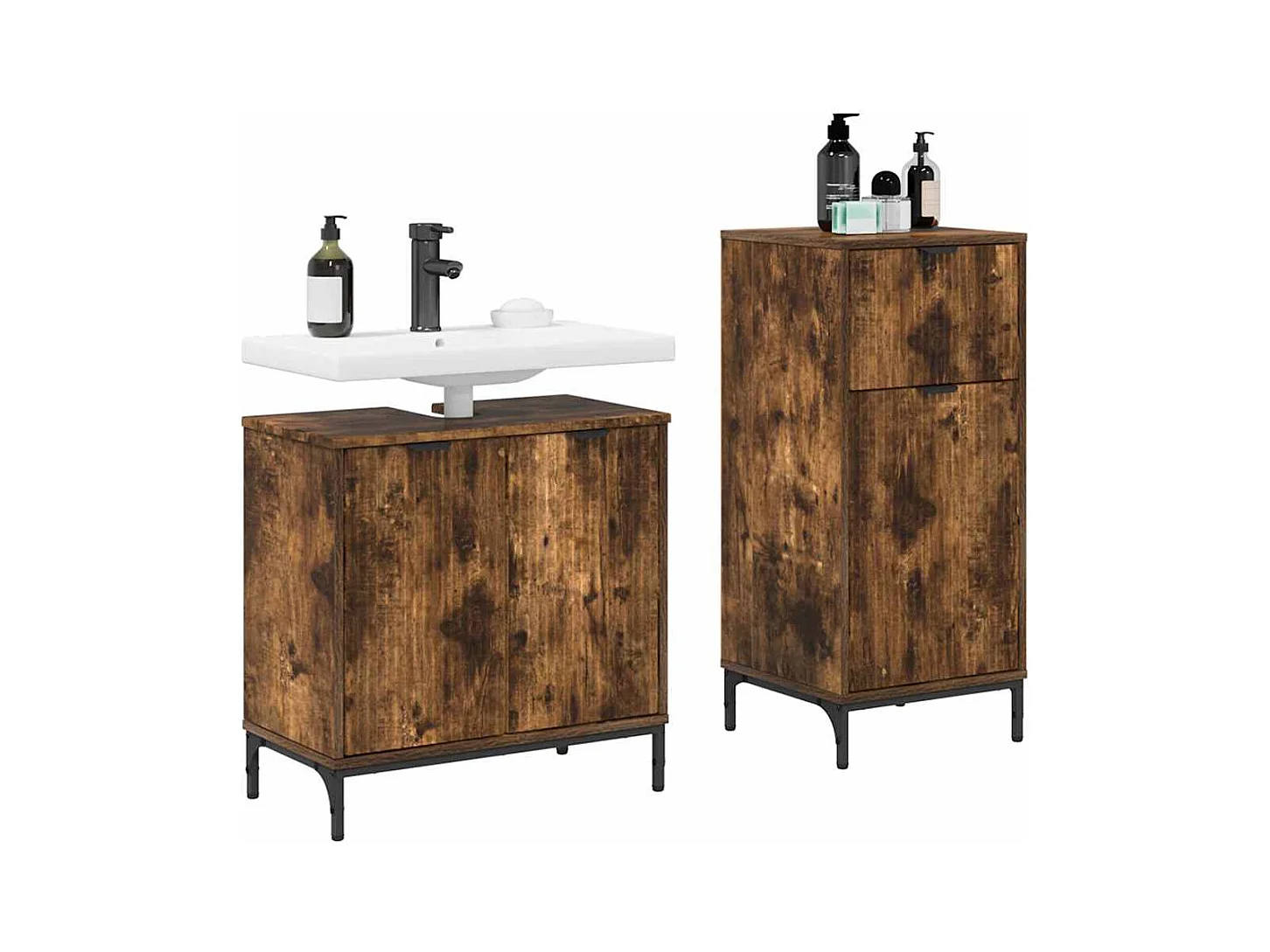 Set di mobili da bagno Plaid 2 pezzi Rovere Fumé