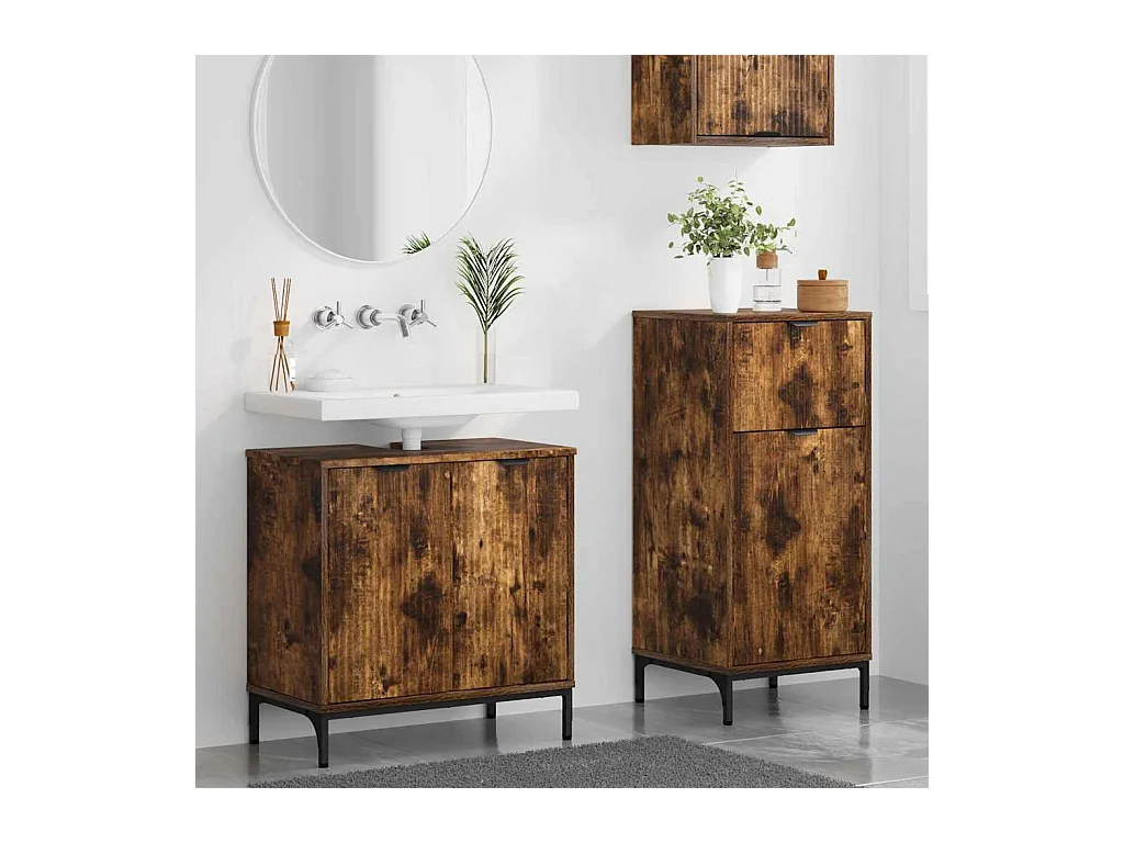 Set di mobili da bagno Plaid 2 pezzi Rovere Fumé