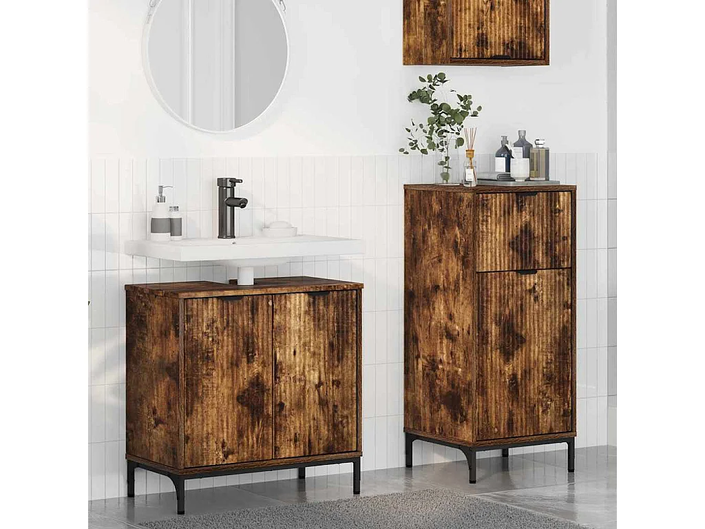 Set di mobili da bagno Plaid 2 pezzi Rovere Fumé