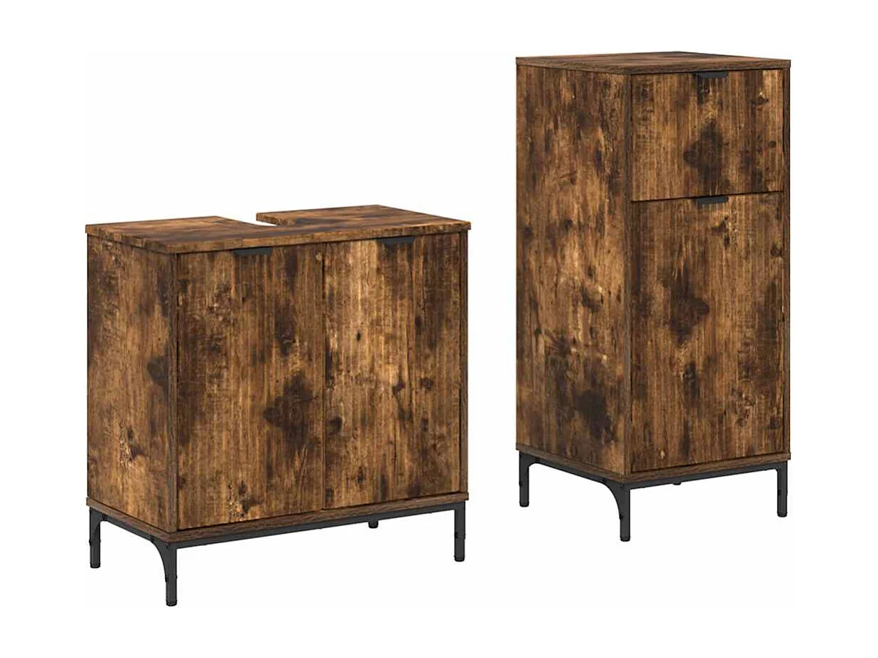 Set di mobili da bagno Plaid 2 pezzi Rovere Fumé
