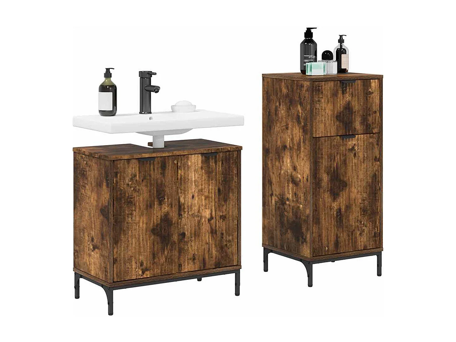 Set di mobili da bagno Plaid 2 pezzi Rovere Fumé