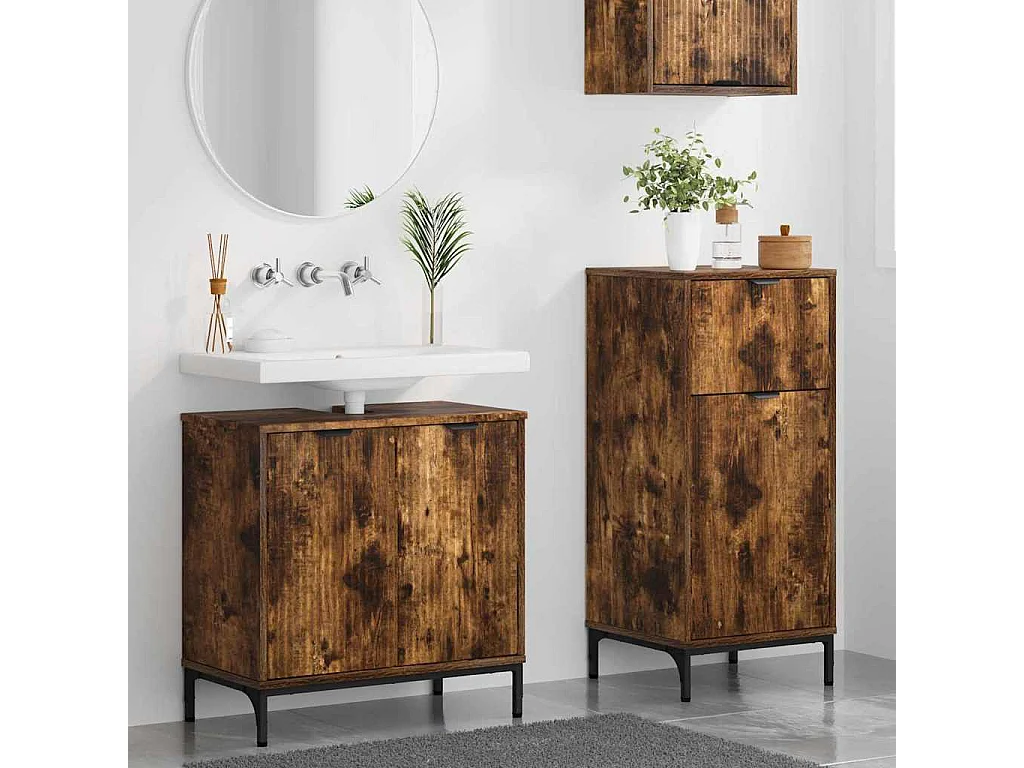 Set di mobili da bagno Plaid 2 pezzi Rovere Fumé