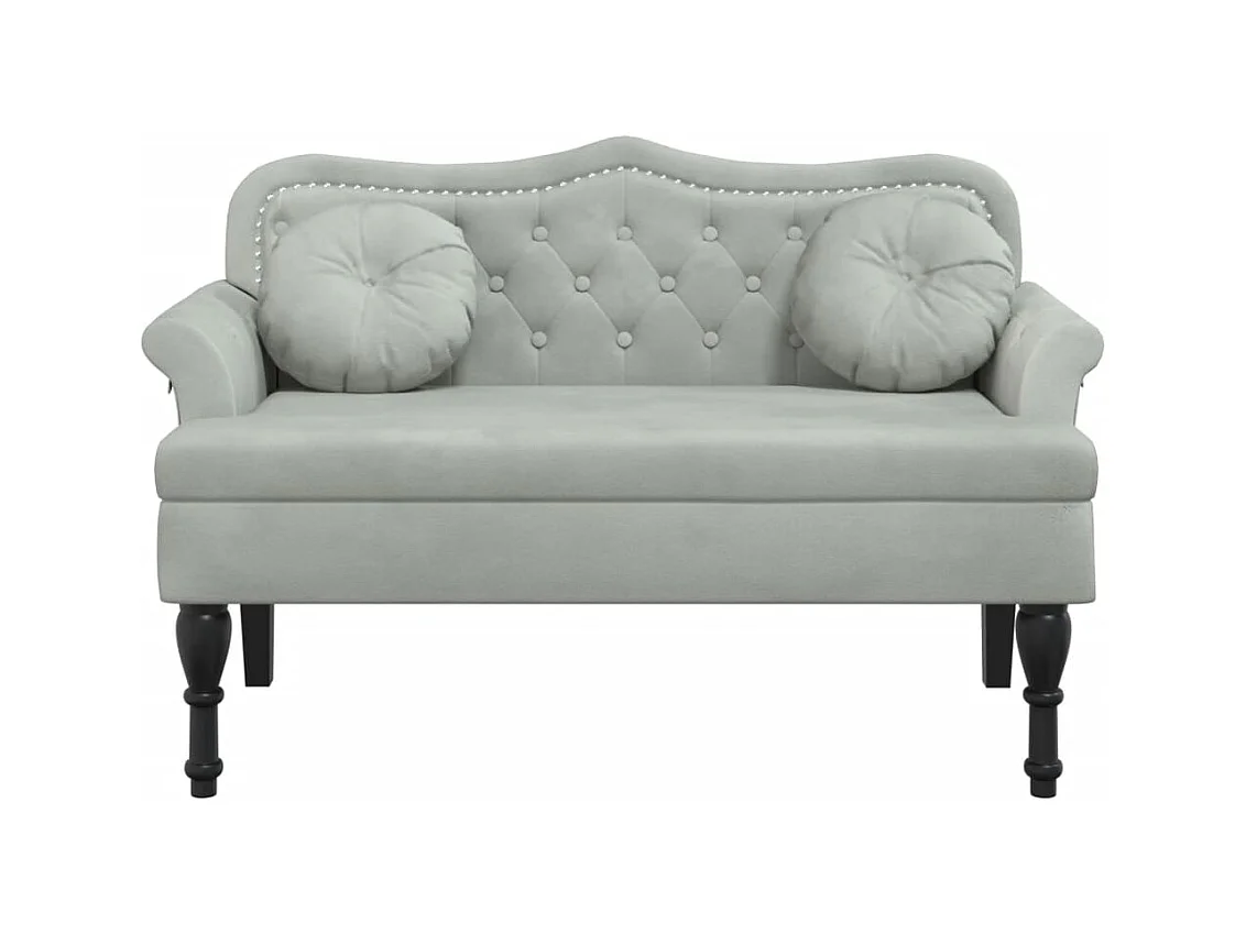 Banc avec coussins gris clair 120,5x65x75 cm velours