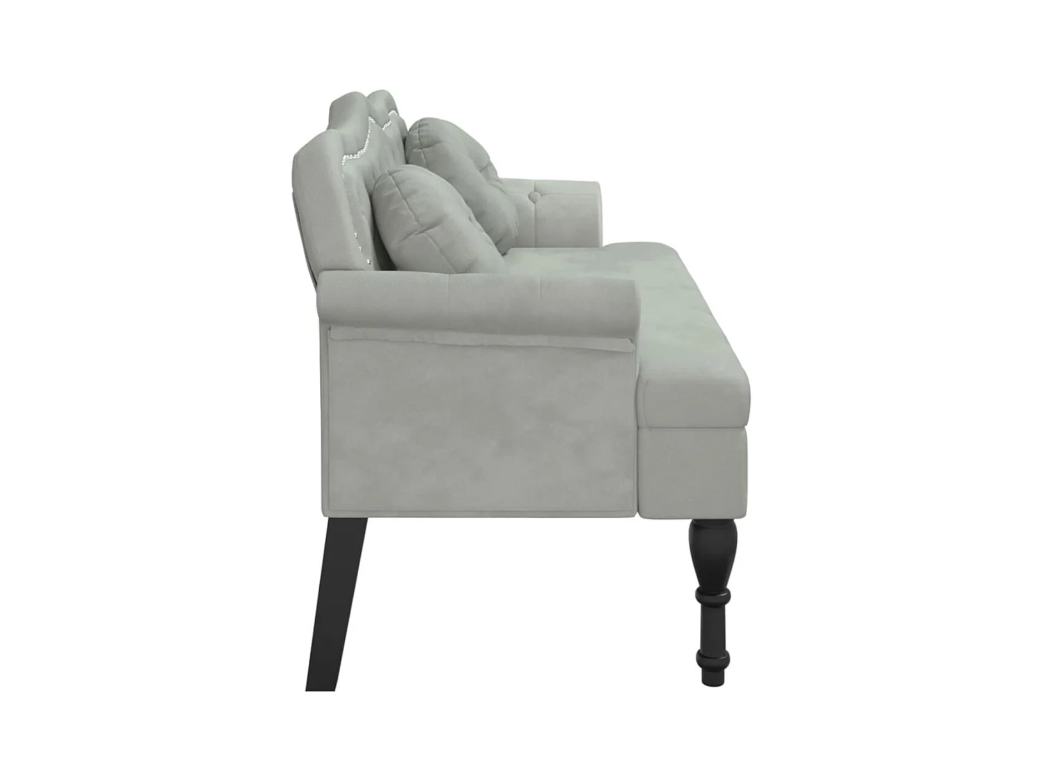 Banc avec coussins gris clair 120,5x65x75 cm velours