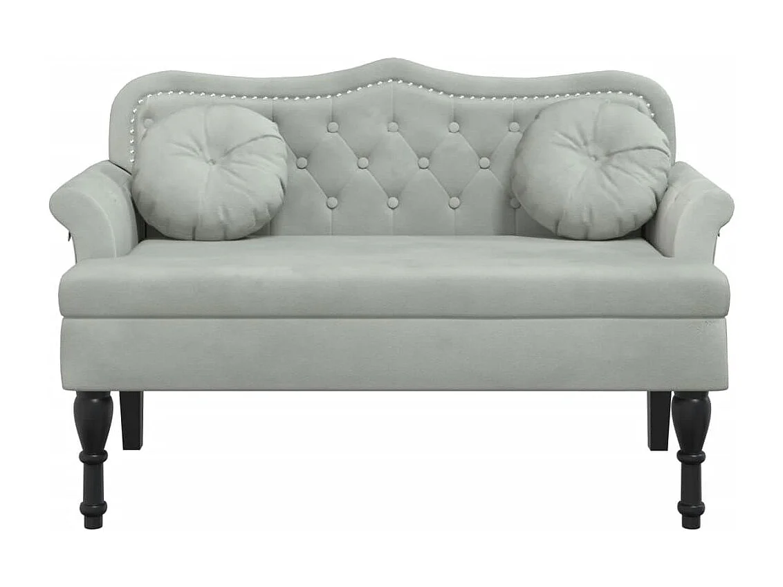 Banc avec coussins gris clair 120,5x65x75 cm velours
