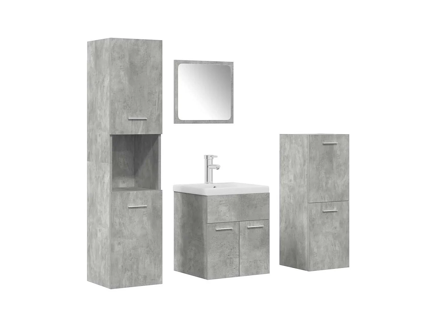 5-teiliges Badmöbel-Set Betongrau