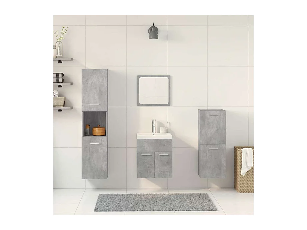 5-teiliges Badmöbel-Set Betongrau