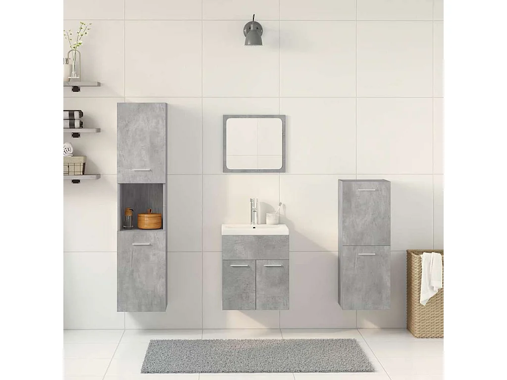 5-delige badkamermeubelset betongrijs
