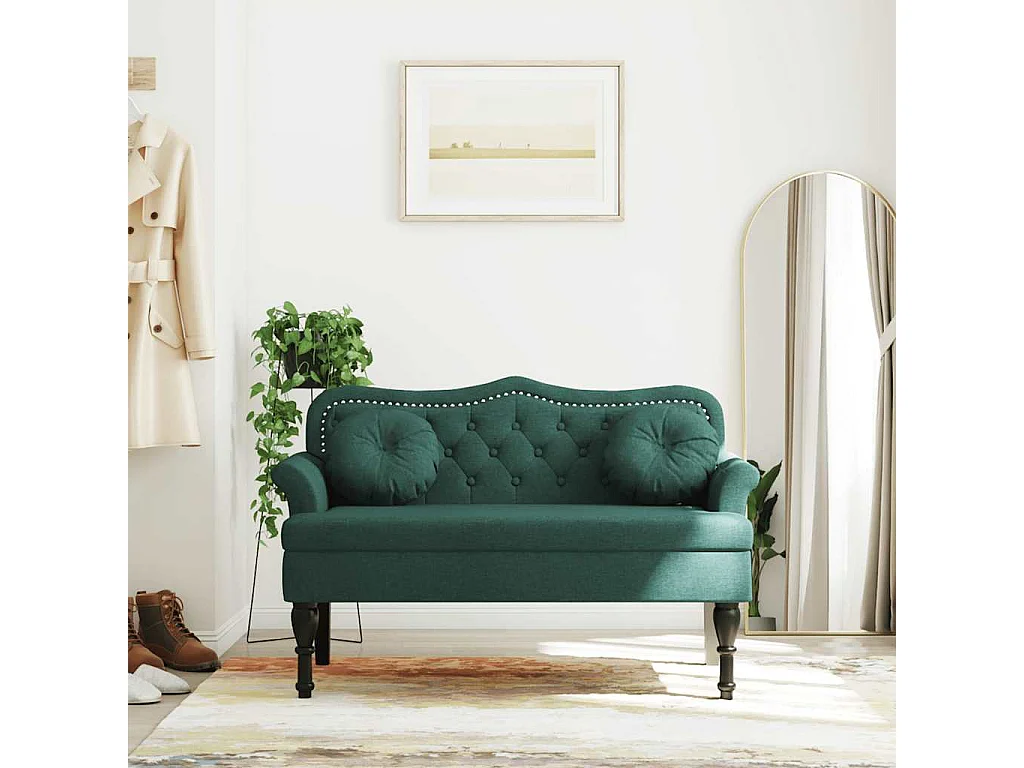 Banc avec coussins vert foncé 120,5x65x75 cm velours